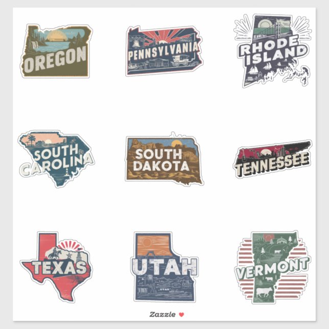 Fifty States Travel Sticker Set Part 5 (Sheet)