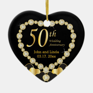 Fifty Wedding Anniversary Ceramic Tree Decoration