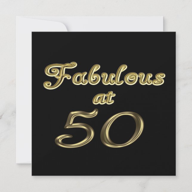Fifty Years Fabulous at 50 Gold Typography Age 50 Invitation (Front)
