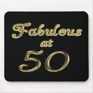 Fifty Years Fabulous at 50 Gold Typography Age 50 Mouse Mat