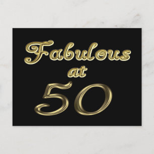 Fifty Years Fabulous at 50 Gold Typography Age 50 Postcard
