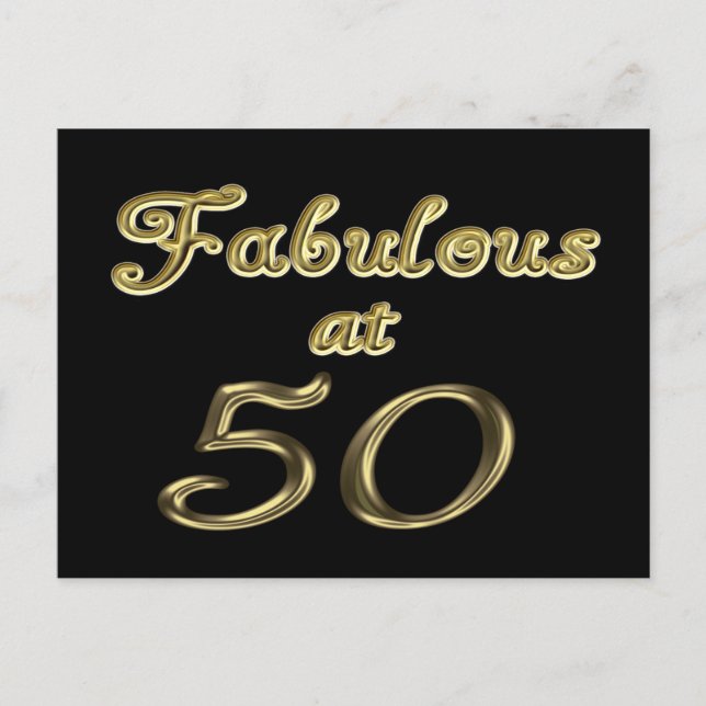 Fifty Years Fabulous at 50 Gold Typography Age 50 Postcard (Front)