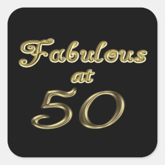 Fifty Years Fabulous at 50 Gold Typography Age 50 Square Sticker