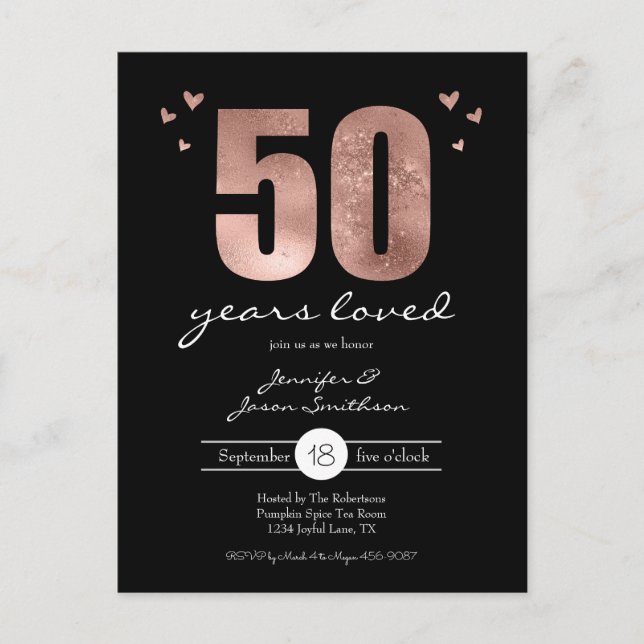 Fifty Years Loved Wedding Anniversary Invitation Postcard (Front)