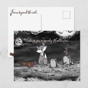 Fig & Blinky Cemetery Halloween Postcard