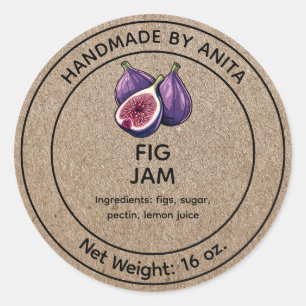 Fig Jam Jelly Jar Label Kraft Paper Style
