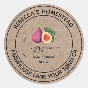 Fig Jam Kraft Paper Canning Jar Labels