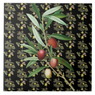 Fig Leaf and Olive Branch Botanic Black Rustic Tile