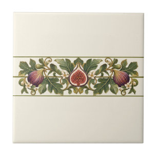 Fig Leaf Scroll Custom Background Frieze Tile