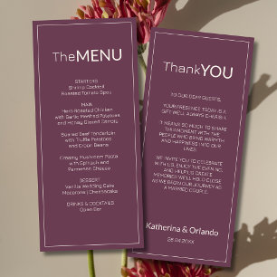 Fig Old Money Wedding Menu Thank You Note