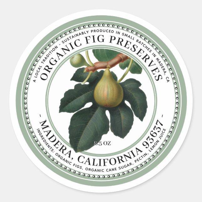  Fig Preserves Jelly Label Vintage 1930s Green  (Front)