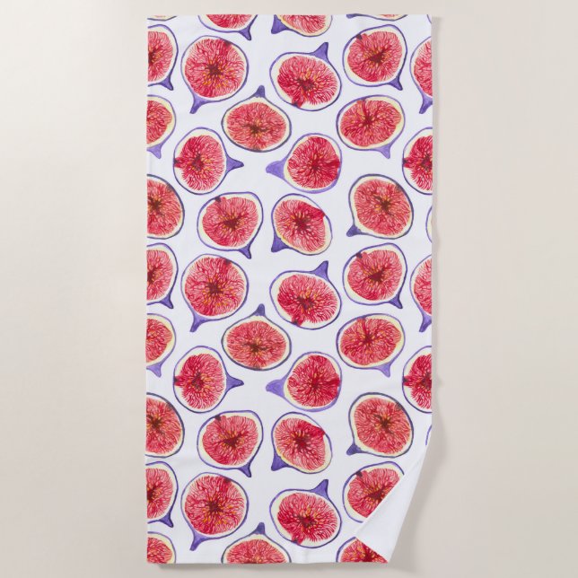 Fig slices watercolor beach towel (Front)
