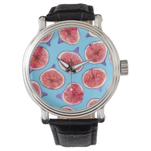 Fig slices watercolor pattern watch
