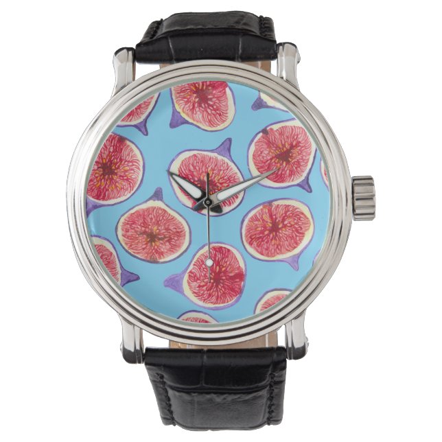 Fig slices watercolor pattern watch (Front)