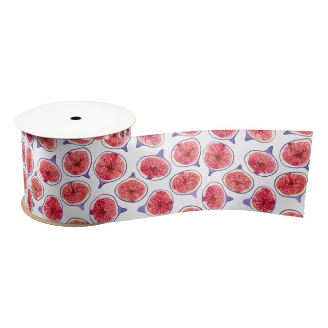 Fig slices watercolor satin ribbon (Spool)