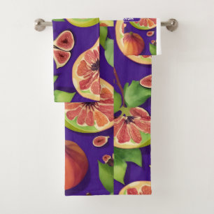 Fig Watercolor Colorful Personalized Pattern Bath Towel Set