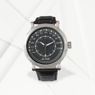 Figarations Classic Black MPH Speedometer Watch