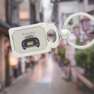 Figarations Cute Black Figaro Car Monogram Silver Key Ring