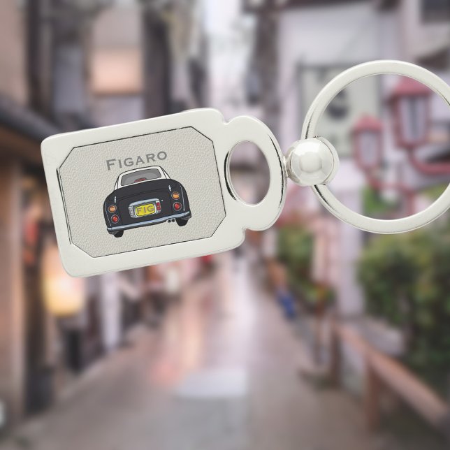 Figarations Cute Black Figaro Car Monogram Silver Key Ring (For your figaro car keys. Just add your name and initials)