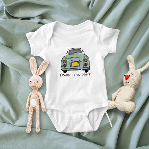 Figarations Cute Green Figaro Car Driver Name Baby Bodysuit