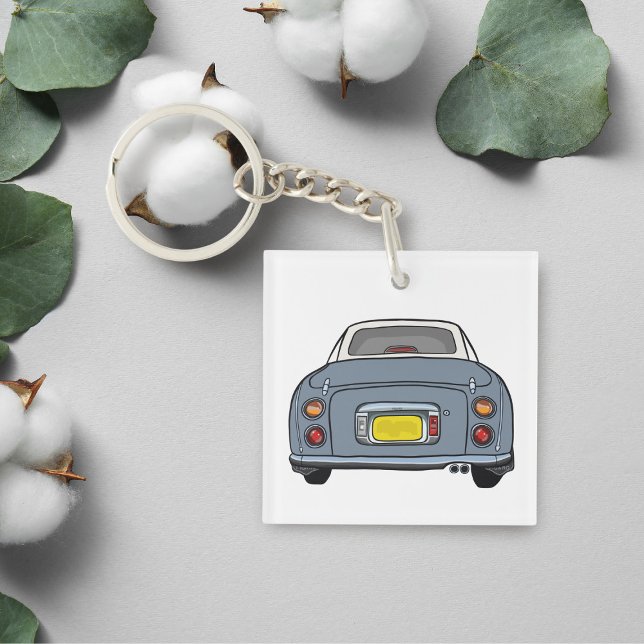 Figarations Cute Lapis Grey Figaro Car Square Key Ring (Cute lapis figaro car acrylic keychain for your car keys)