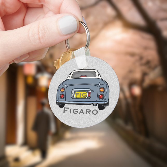 Figarations Cute Lapis Grey Figaro Driver Name Key Ring (Add your name and initials to this cute lapis grey figaro car keychain.)