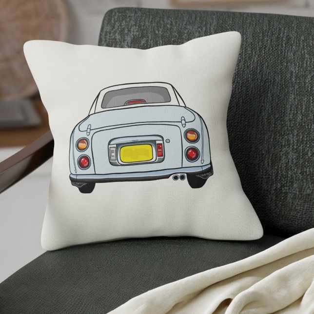 Figarations Cute Pale Aqua Figaro Car Cream Cushion (A cute Pale Aqua Figaro Car on a cream pillow for your car or your home)