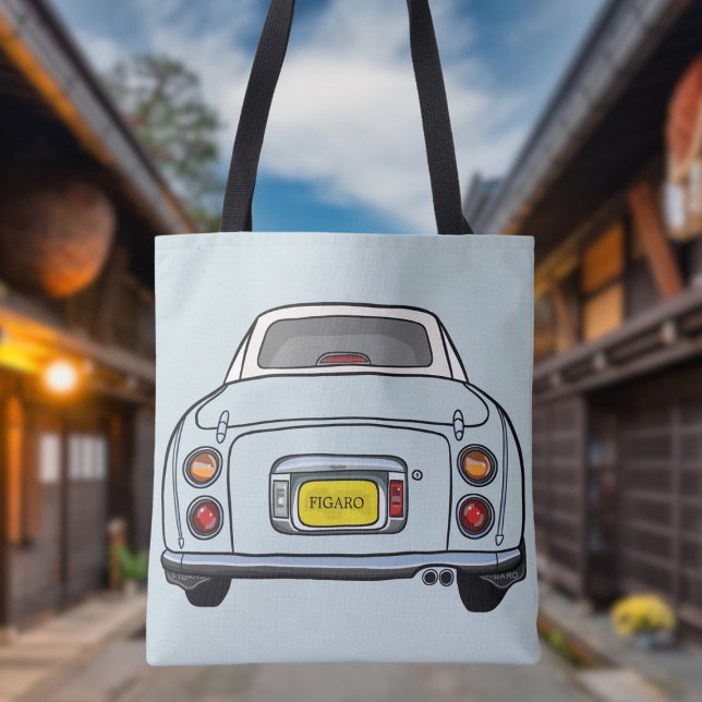 Figarations Cute Pale Aqua Figaro Car Tote Bag (Add your car reg number or figgy car name to this cute pale aqua figaro car tote bag)