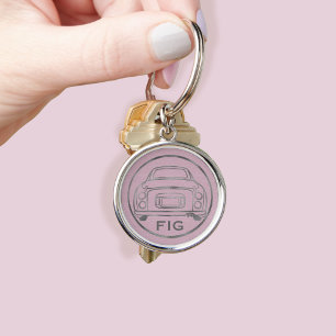 Figarations Cute Pink Figaro Car Silver Monogram Key Ring