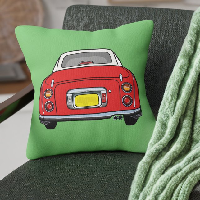 Figarations Cute Red Figaro Car Green Cushion (Fun red figgy on a green pillow perfect for your car or home)