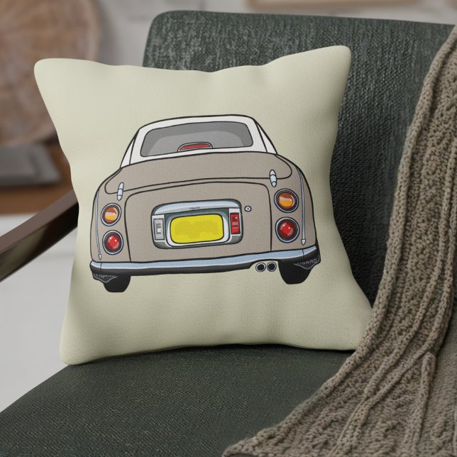 Figarations Cute Topaz Mist Figaro Car Natural Cushion (Fun topaz figgy on a beige pillow perfect for your car or home)
