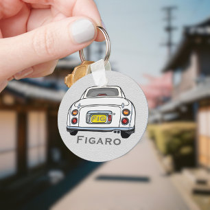 Figarations Cute White Figaro Car Driver Name Key Ring
