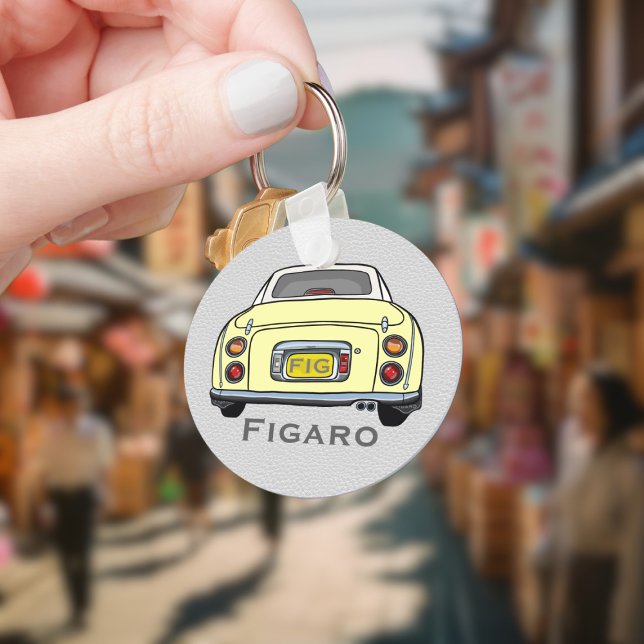 Figarations Cute Yellow Figaro Car Driver Name Key Ring (Add your name and initials to this cute yellow figaro car keychain.)