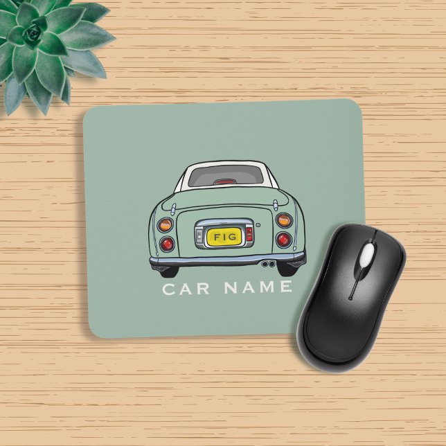 Figarations Emerald Green Figaro Car Name Monogram Mouse Mat (Love emerald green figaros and need a mouse mat? Add your name to this one!)