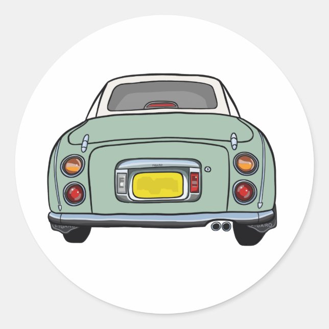 Figarations Emerald Green Figaro Car Scrapbook Classic Round Sticker (Front)