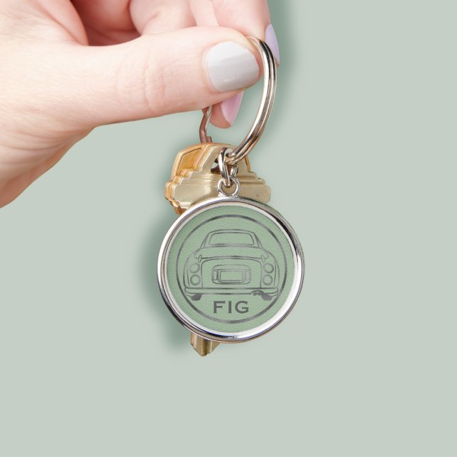 Figarations Emerald Green Figaro Car Silver Key Ring (Add your initials! Perfect for your green figaro car keys)