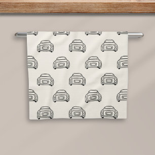 Figarations Figaro Car Pattern Cream Kitchen Towel