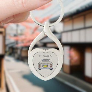 Figarations Figaro Car Topaz Silver Heart Monogram Key Ring