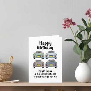 Figarations Funny Figaro Car Happy Birthday Card