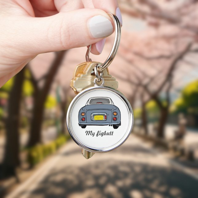 Figarations Funny Lapis Grey Figaro Car Name Key Ring (Cute lapis grey figaro car keychain with space for your name)