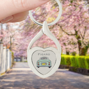 Figarations Green Figaro Car Monogram Silver Heart Key Ring