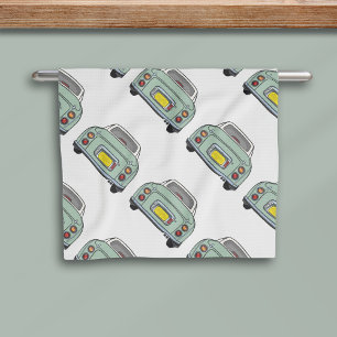 Figarations Green Figaro Car Pattern Kitchen Towel
