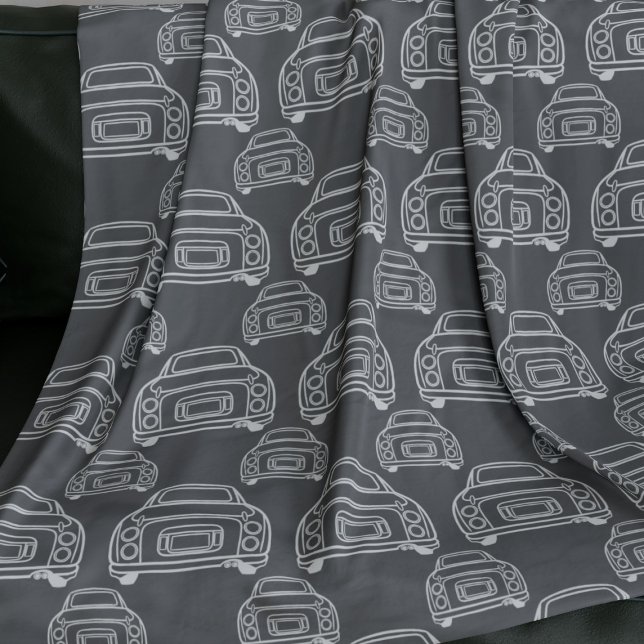 Figarations Grey Figaro Car Pattern Fleece Blanket (Fun figgy blanket for your car. You can easily change the background colour)