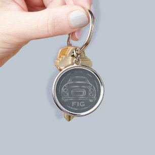 Figarations Lapis Faux Leather Figaro Car Monogram Key Ring