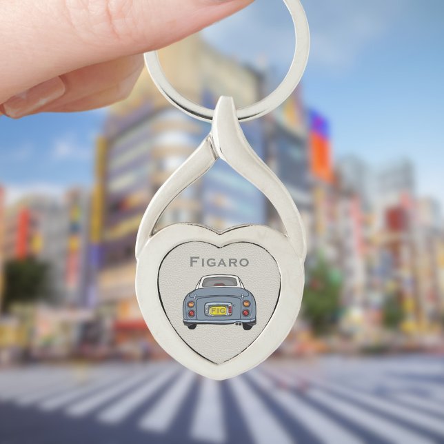 Figarations Lapis Grey Figaro Car Silver Heart Key Ring (For your figaro car keys. Just add your name and initials)