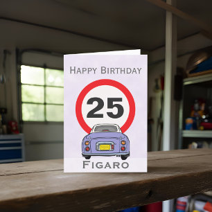 Figarations Lilac Figaro Car Happy Birthday Card