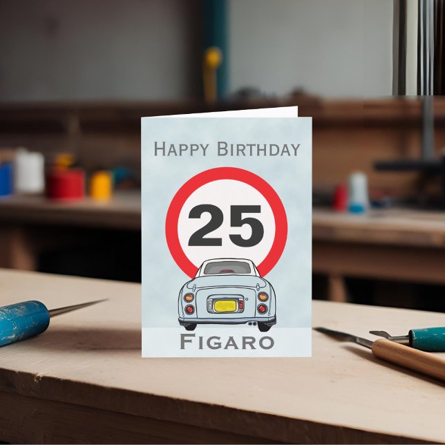 Figarations Pale Aqua Figaro Car Birthday Card (Happy birthday to your car! (or send it to your figaro loving friends))