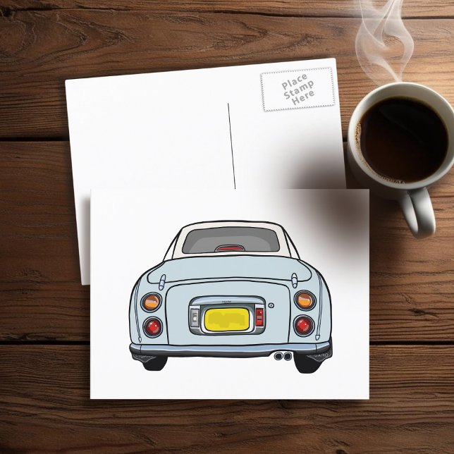 Figarations Pale Aqua Figaro Car Postcard (Fun figgy postcard to send to your car (or your friends))