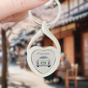 Figarations Pale Aqua Figaro Car Silver Heart Key Ring