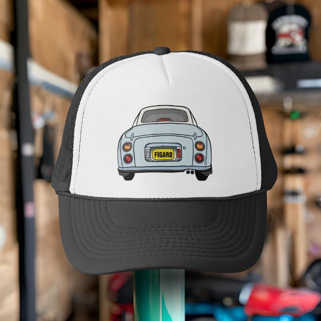 Figarations Pale Aqua Figaro Motor Car Trucker Hat (Perfect trucker hat for the Pale Aqua Figaro Driver. Add your name or initials)